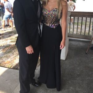 Stunning black prom dress with sequin top